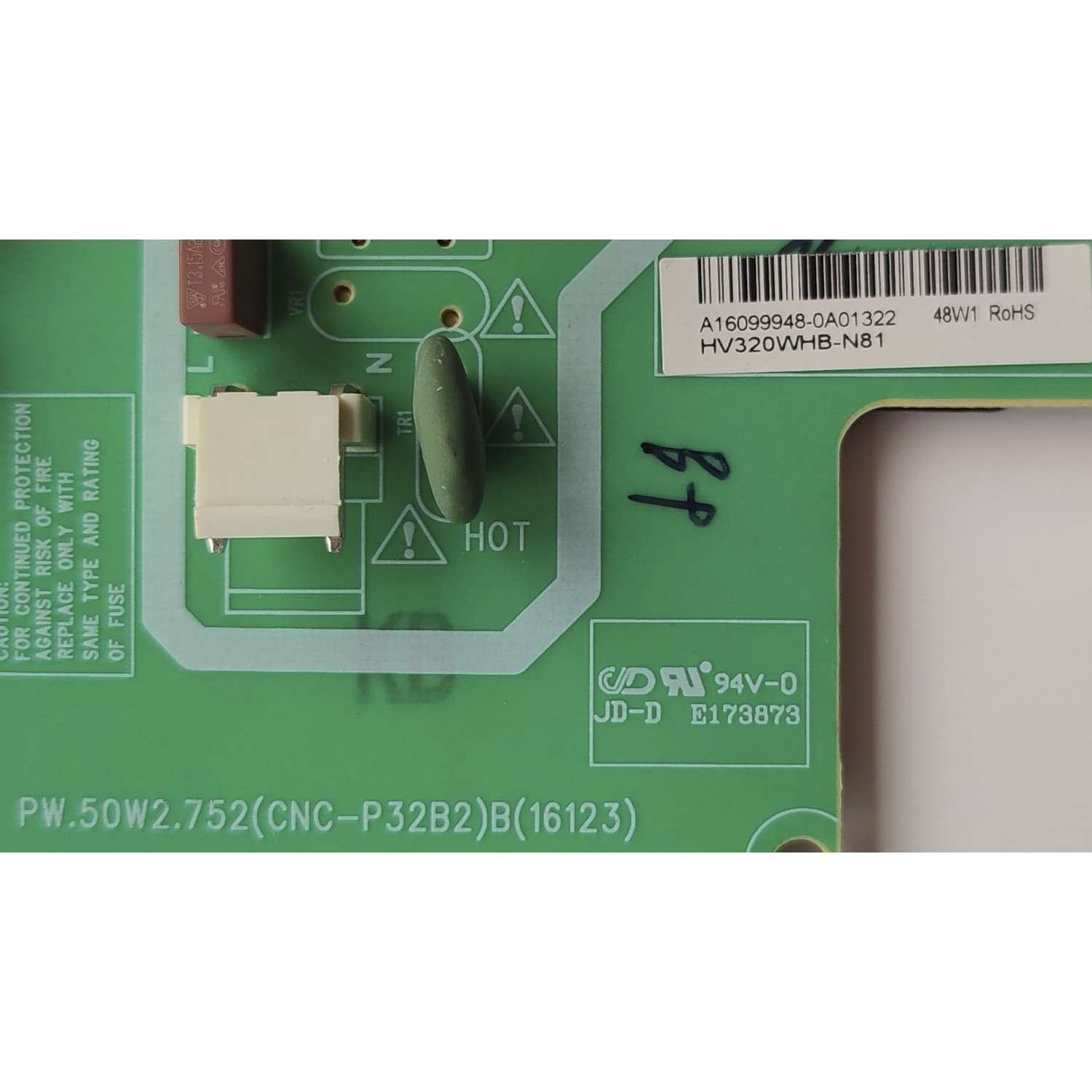 FUENTE DE PODER PARA TV COBIA / NUMERO DE PARTE PW.50W2.752(CNC-P32B2)B(16123) / CNC-P32B2 / T201608175A(814230010001 / C32LED1301 / PANEL CN32CN82 / DISPLAY / MODELO C32LED1301	 - Imagen 2
